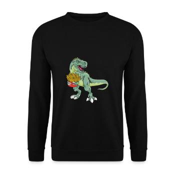 Pommesaurier Pommes Frites Dinosaurier T Rex Fritt - Unisex Pullover - Schwarz - Vorne - Alina (178cm) & Michal (187cm)