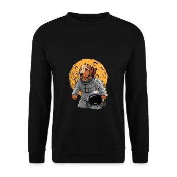 Hund Astronaut Geschenk Weltraum Dog Space - Unisex Pullover - Schwarz - Vorne - Alina (178cm) & Michal (187cm)