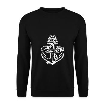 Algeciras Harbour Anchor Souvenir Port City - Unisex Sweatshirt - black - Front - Alina (178cm) & Michal (187cm)