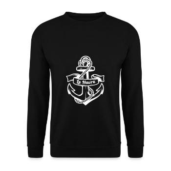Le Havre Port Anchor Souvenir Port City - Unisex Sweatshirt - black - Front - Alina (178cm) & Michal (187cm)