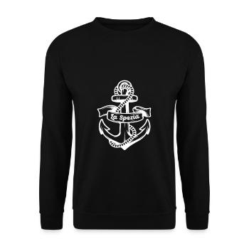 La Spezia Port Ancre Souvenir Port Ville - Sweat-shirt Unisexe - noir - Devant - Alina (178cm) & Michal (187cm)