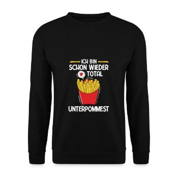 Pommes Frites Pommes Liebhaber Pommes Fritten Spru - Unisex Pullover - Schwarz - Vorne - Alina (178cm) & Michal (187cm)
