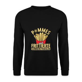 Pommes Frites Pommes Liebhaber Fast Food Pommes Ge - Unisex Pullover - Schwarz - Vorne - Alina (178cm) & Michal (187cm)
