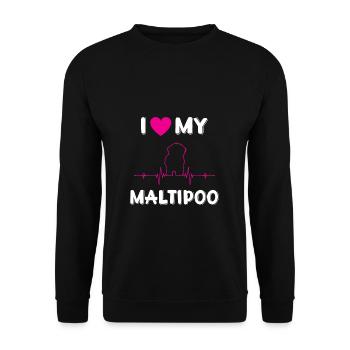 Maltipoo Heartbeat Dogs Gift Dog Mom Dog Dad - Unisex Sweatshirt - black - Front - Alina (178cm) & Michal (187cm)