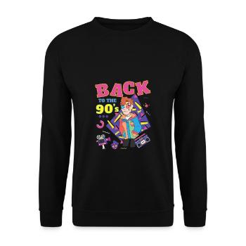 Back To 90's Gift Music 90s Party Retro - Unisex Sweatshirt - black - Front - Alina (178cm) & Michal (187cm)