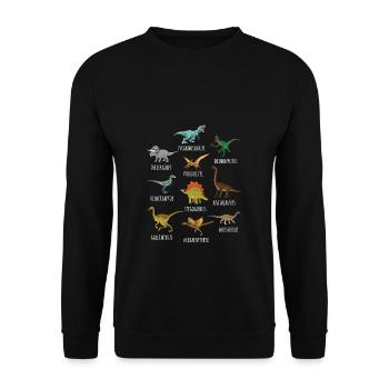 Jungs Dinosaurier Arten T-Rex Triceratops Dinos - Unisex Pullover - Schwarz - Vorne - Alina (178cm) & Michal (187cm)