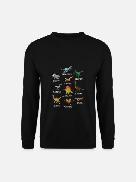 Jungs Dinosaurier Arten T-Rex Triceratops Dinos - Unisex Pullover - Schwarz