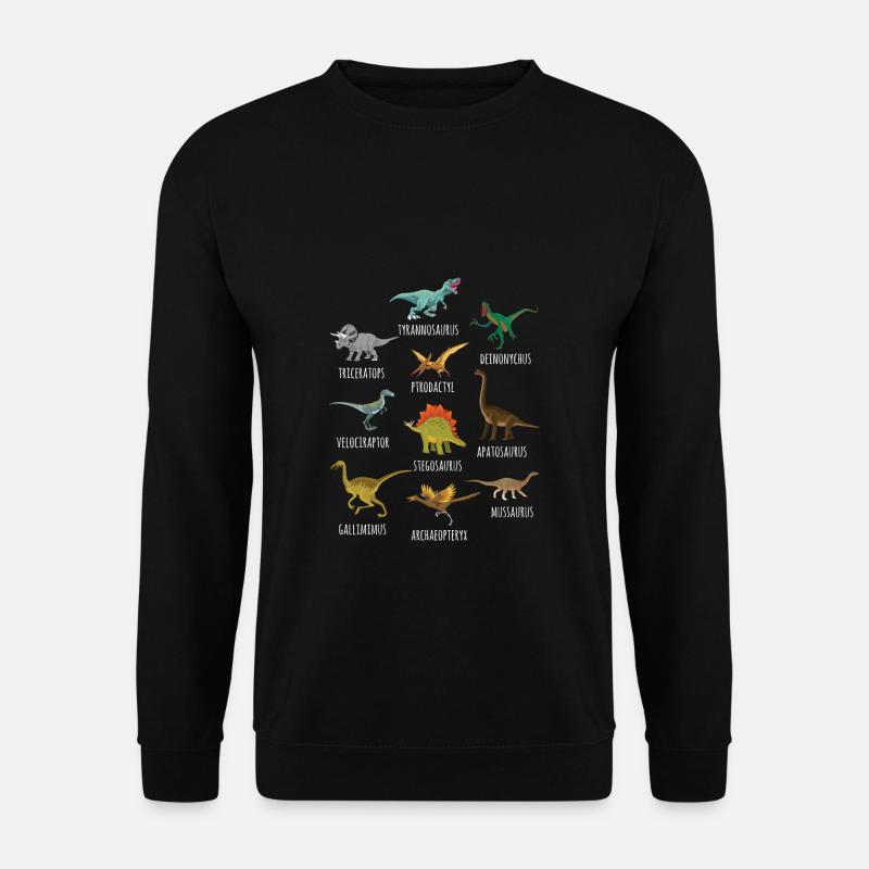 Jungs Dinosaurier Arten T-Rex Triceratops Dinos - Unisex Pullover - Schwarz