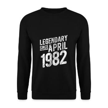 Retro 40th Birthday Gift Legendary Since April 198 - Unisex Pullover - Schwarz - Vorne - Alina (178cm) & Michal (187cm)