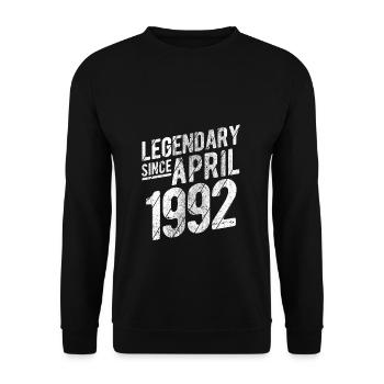 Retro 30th Birthday Gift Legendary Since April 199 - Unisex Pullover - Schwarz - Vorne - Alina (178cm) & Michal (187cm)