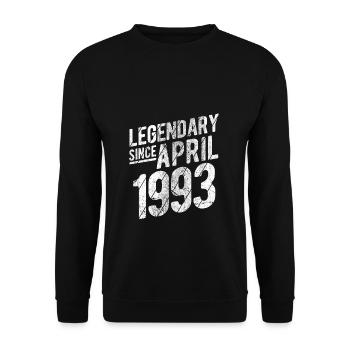 Retro 30th Birthday Gift Legendary Since April 199 - Unisex Pullover - Schwarz - Vorne - Alina (178cm) & Michal (187cm)