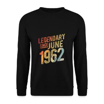 60th Birthday Gift Legendary Since June 1962 60 Ye - Unisex Pullover - Schwarz - Vorne - Alina (178cm) & Michal (187cm)