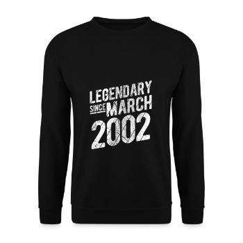 20th Birthday Gift Legendary Since March 2002 20 Y - Unisex Pullover - Schwarz - Vorne - Alina (178cm) & Michal (187cm)