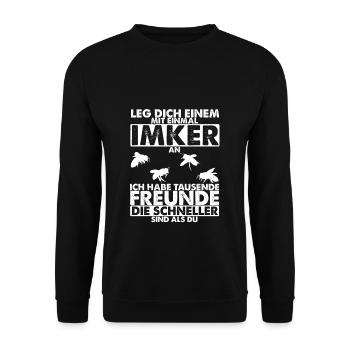 Imker Bienen Leg dich niemals mit einem Imker an S - Unisex Pullover - Schwarz - Vorne - Alina (178cm) & Michal (187cm)