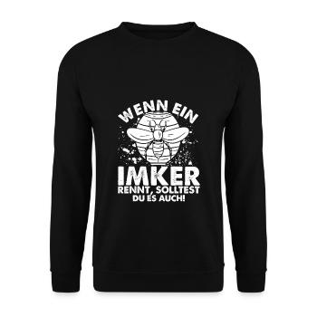 Wenn ein Imker Rennt, Solltest du es auch! Imker G - Unisex Pullover - Schwarz - Vorne - Alina (178cm) & Michal (187cm)