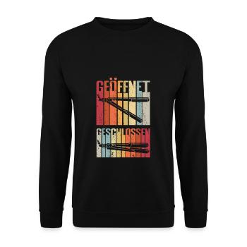 Friseure geöffnet geschlossen witziges Friseur Ges - Unisex Pullover - Schwarz - Vorne - Alina (178cm) & Michal (187cm)