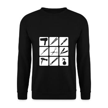 Friseur Vintage Friseur Retro Geschenk Barber Desi - Unisex Pullover - Schwarz - Vorne - Alina (178cm) & Michal (187cm)