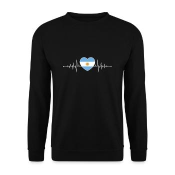 Argentina Heartbeat Argentine Flag - Unisex Sweatshirt - black - Front - Alina (178cm) & Michal (187cm)