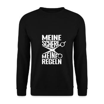 Meine Schere - Meine Regeln Friseur Salon Friseuri - Unisex Pullover - Schwarz - Vorne - Alina (178cm) & Michal (187cm)