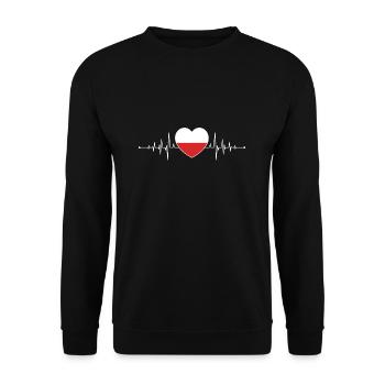 Poland Heartbeat Polish Flag Pole Polska - Unisex Sweatshirt - black - Front - Alina (178cm) & Michal (187cm)