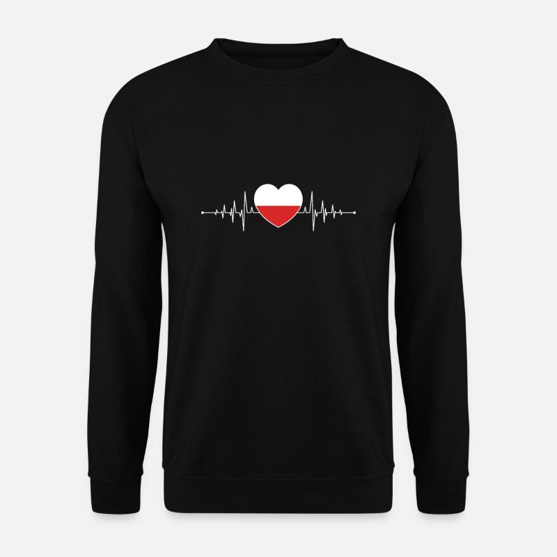 Polen Herzschlag Polnische Flagge Pole Polska - Unisex Pullover - Schwarz