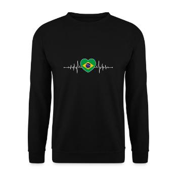 Brasilien Herzschlag Brasilianische Flagge - Unisex Pullover - Schwarz - Vorne - Alina (178cm) & Michal (187cm)