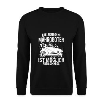 Mähroboter Garten Rasenroboter Mäher Gärtner Mähen - Unisex Pullover - Schwarz - Vorne - Alina (178cm) & Michal (187cm)