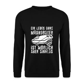 Mähroboter Garten Rasenroboter Mäher Spruch - Unisex Pullover - Schwarz - Vorne - Alina (178cm) & Michal (187cm)