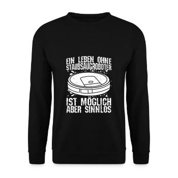 Staubsaugroboter Staubsauger Roboter Geschenk - Unisex Pullover - Schwarz - Vorne - Alina (178cm) & Michal (187cm)