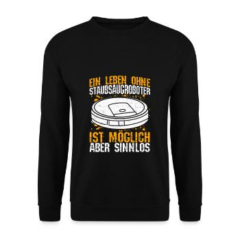 Staubsaugroboter Staubsauger Roboter - Unisex Pullover - Schwarz - Vorne - Alina (178cm) & Michal (187cm)