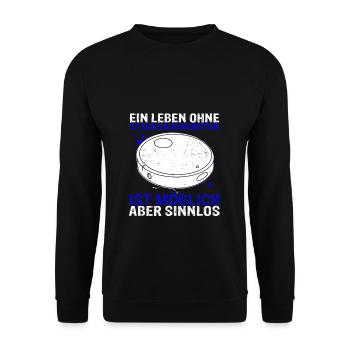 Staubsaugroboter Staubsauger Roboter Geschenk - Unisex Pullover - Schwarz - Vorne - Alina (178cm) & Michal (187cm)