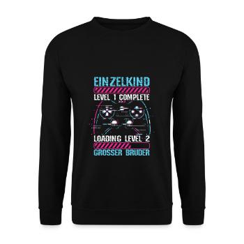 Einzelkind Level 1 Complete Loading Level 2 Grosse - Unisex Pullover - Schwarz - Vorne - Alina (178cm) & Michal (187cm)
