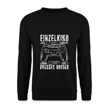 Einzelkind Level 1 Complete Loading Level 2 Grosse - Unisex Pullover - Schwarz - Vorne - Alina (178cm) & Michal (187cm)