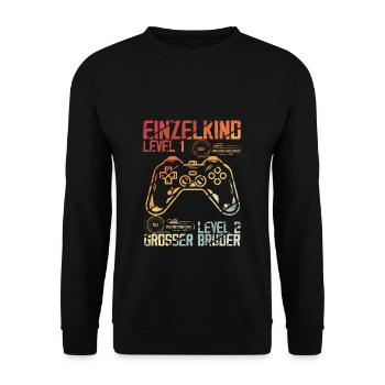 Einzelkind Level 1 Complete Loading Level 2 Grosse - Unisex Pullover - Schwarz - Vorne - Alina (178cm) & Michal (187cm)
