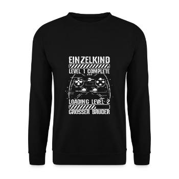 Einzelkind Level 1 Complete Loading Level 2 Grosse - Unisex Pullover - Schwarz - Vorne - Alina (178cm) & Michal (187cm)