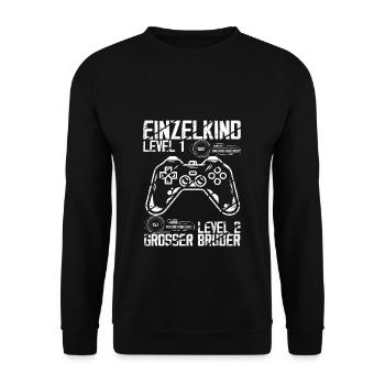 Einzelkind Level 1 Complete Loading Level 2 Grosse - Unisex Pullover - Schwarz - Vorne - Alina (178cm) & Michal (187cm)