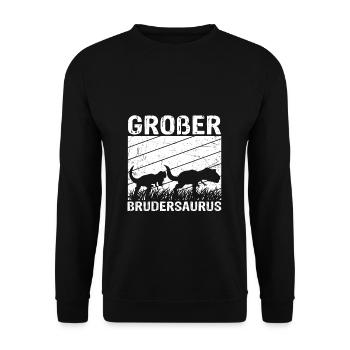 Großer Brudersaurus T-Rex Dino Geschenk Großer Bru - Unisex Pullover - Schwarz - Vorne - Alina (178cm) & Michal (187cm)