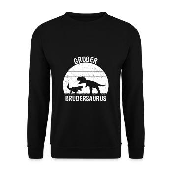 Großer Brudersaurus T-Rex Dino Geschenk Großer Bru - Unisex Pullover - Schwarz - Vorne - Alina (178cm) & Michal (187cm)