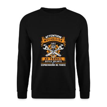 Mecanicien Au Travail Mécanicien Mécatronicien - Sweat-shirt Unisexe - noir - Devant - Alina (178cm) & Michal (187cm)
