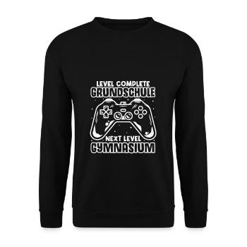 Level Complete Einschulung Gymnasium 5. Klasse Gam - Unisex Pullover - Schwarz - Vorne - Alina (178cm) & Michal (187cm)