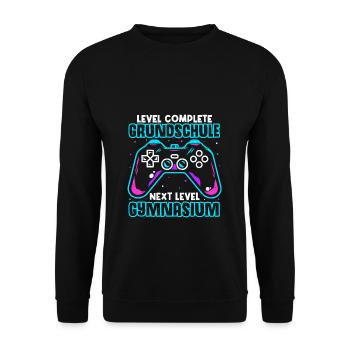 Level Complete Einschulung Gymnasium 5. Klasse Gam - Unisex Pullover - Schwarz - Vorne - Alina (178cm) & Michal (187cm)