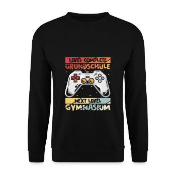 Level Complete Einschulung Gymnasium 5. Klasse Gam - Unisex Pullover - Schwarz - Vorne - Alina (178cm) & Michal (187cm)