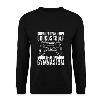 Level Complete Einschulung Gymnasium 5. Klasse Gam - Unisex Pullover - Schwarz - Vorne - Alina (178cm) & Michal (187cm)