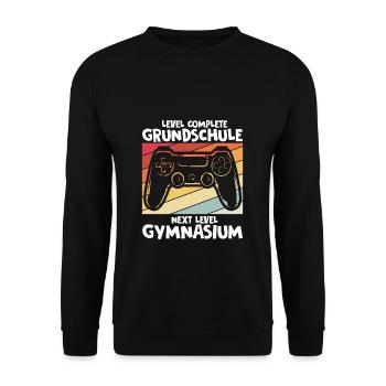 Level Complete Einschulung Gymnasium 5. Klasse Gam - Unisex Pullover - Schwarz - Vorne - Alina (178cm) & Michal (187cm)