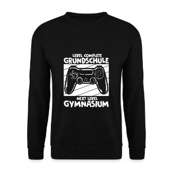 Level Complete Einschulung Gymnasium 5. Klasse Gam - Unisex Pullover - Schwarz - Vorne - Alina (178cm) & Michal (187cm)