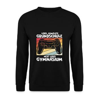 Level Complete Einschulung Gymnasium 5. Klasse Gam - Unisex Pullover - Schwarz - Vorne - Alina (178cm) & Michal (187cm)