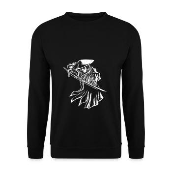 Retro Samurai Krieger Schwert Japanisches Ninja Ge - Unisex Pullover - Schwarz - Vorne - Alina (178cm) & Michal (187cm)