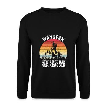 Wandern Spazieren Krasser Spruch für Wanderer Gesc - Unisex Pullover - Schwarz - Vorne - Alina (178cm) & Michal (187cm)
