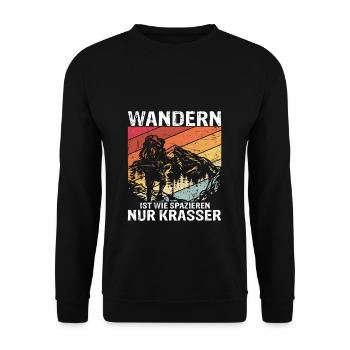 Wandern ist wie spazieren, nur krasser - Wanderer - Unisex Pullover - Schwarz - Vorne - Alina (178cm) & Michal (187cm)
