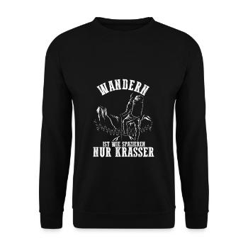 Wandern Spazieren Krasser Spruch für Wanderer - Unisex Pullover - Schwarz - Vorne - Alina (178cm) & Michal (187cm)